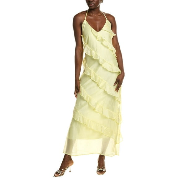 IPPONELLI womens  Tiered Ruffle Maxi Dress, m, Yellow