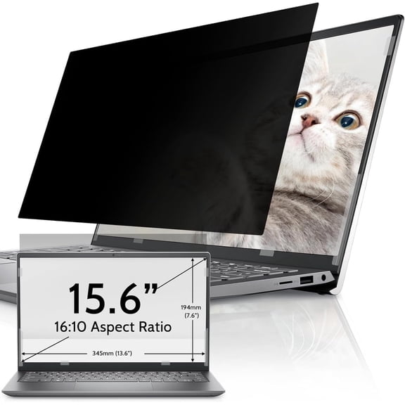 IPROKKO 1Pack 15.6Inch Laptop Privacy Screen for HP Dell Acer Asus Lenovo Thinkpad Envy Xps, 16:10 Aspect Removable 15.6in Anti Blue Light Glare Privacy Filter Shield, Anti Spy Computer Security