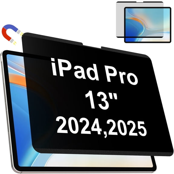 IPROKKO 1Pack Magnetic Privacy Screen Protector Compatible With iPad Pro 13 Inch M4 M5 (2024 2025, 5th 6th)), Removable Anti Blue Light Glare Spy Private Filter Black Security Screen Cover