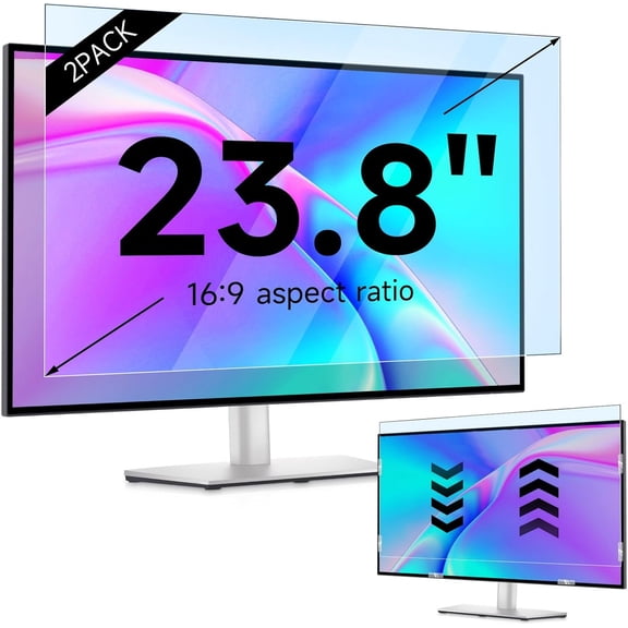 IPROKKO 2 Pack 23.8 inch Anti-Blue Light Monitor Screen Protector for 16:9 Widescreen,Removable Anti Glare Blue Light Blocking Screen Filter，LED PC Anti-UV Eye Protection Filter Film