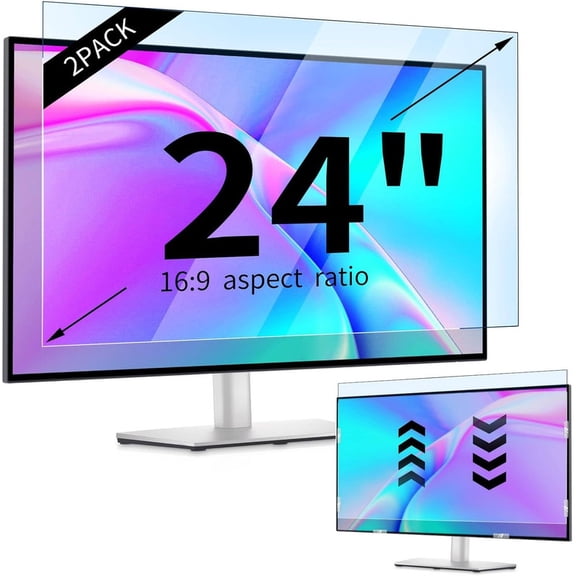 IPROKKO 2 Pack 24 inch Anti-Blue Light monitor Screen Protector for 16:9 Widescreen,Removable Anti Glare Blue Light Blocking Screen Filter,LED PC Anti-UV Eye Protection Filter Film