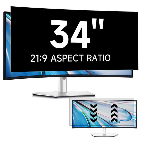 IPROKKO 34 Inch Computer Privacy Screen Filter for Monitor 21:9 Aspect Ratio, Anti Blue Light Glare Removable Protective Film, HD Monitor Privacy Screen