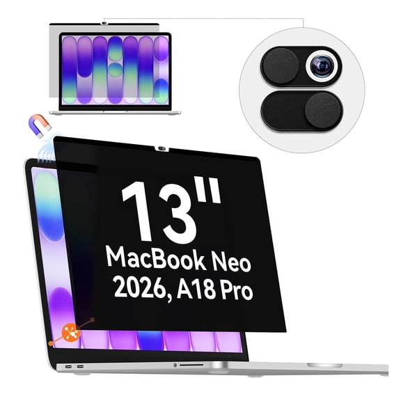 IPROKKO Magnetic Privacy Screen for MacBook Neo 13 Inch (2026, A18 Pro), Removable Anti Spy Black Protector, Blue Light Glare Private Filter Protector for Mac Pro Laptop