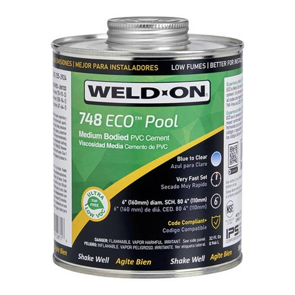 IPS IPS14871 1 qt. Low VOC Fast Set 748 Eco Pool Medium PVC Cement, Blue - Case of 12