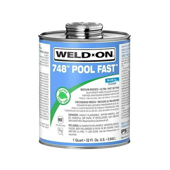 IPS Pool Fast Medium Bodied 748 Blue - Pool PVC Blue Glue Adhesive 1 Quart (32 Oz) | 13342