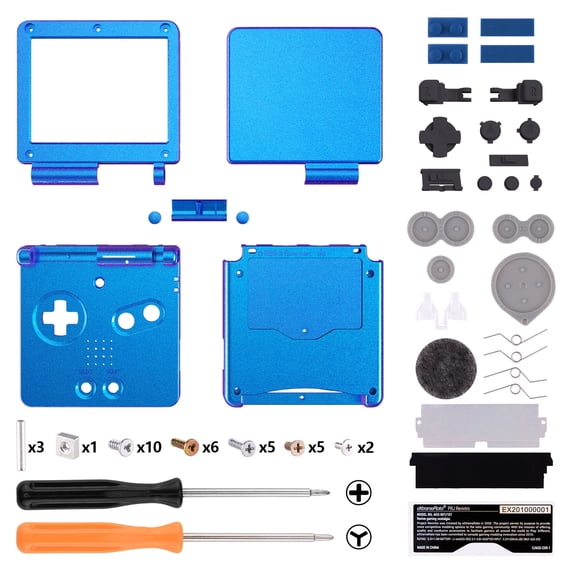 IPS Ready Upgraded eXtremeRate Chameleon Purple Blue Glossy Custom Replacement Housing Shell for Gameboy Advance SP GBA SP – Compatible with Both IPS & Standard LCD – Console & Screen NOT Included