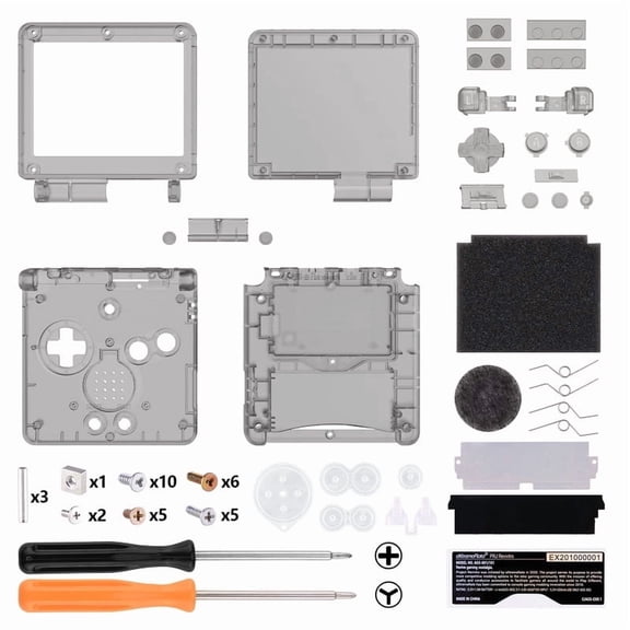 IPS Ready Upgraded eXtremeRate Clear Black Custom Replacement Housing Shell for Gameboy Advance SP GBA SP – Compatible with Both IPS & Standard LCD – Console & Screen NOT Included