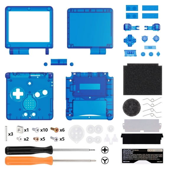 IPS Ready Upgraded eXtremeRate Clear Blue Replacement Housing for Gameboy Advance SP–Screen Without