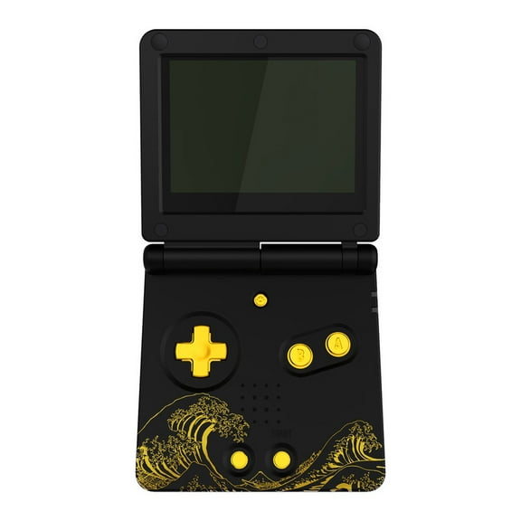 IPS Ready Upgraded eXtremeRate Custom Replacement Housing Shell for Gameboy Advance SP GBA SP – The Great GOLDEN Wave Off Kanagawa - Black Compatible with Both IPS & Standard LCD