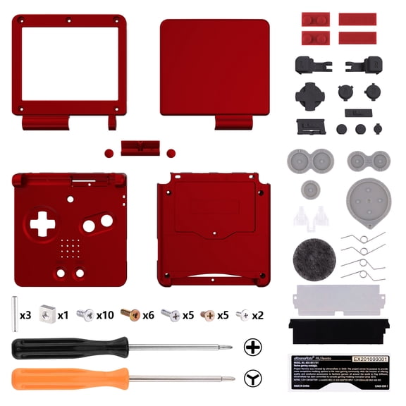IPS Ready Upgraded eXtremeRate Scarlet Red Soft Touch Custom Replacement Housing Shell for Gameboy Advance SP GBA SP – Compatible with Both IPS & Standard LCD – Console & Screen NOT Included