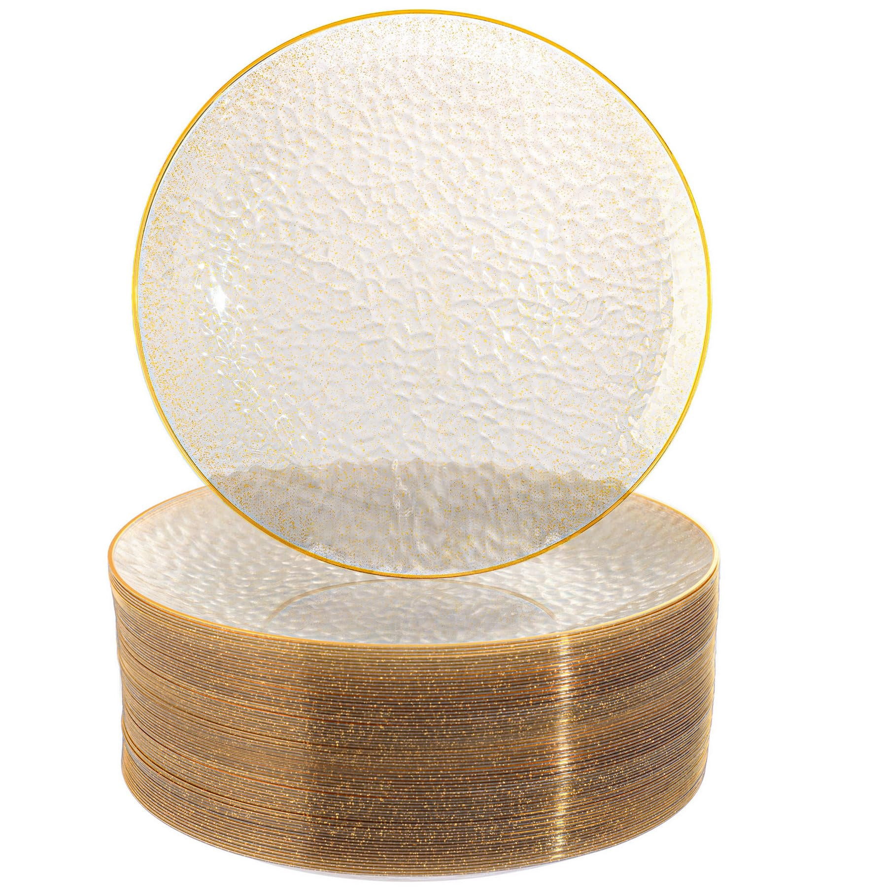 SHUESS 40 Pack White Plastic Plates With Gold Rim - 10 Inches Round Plastic Plates Reusable - Sturdy Dinner Plates - Elegant Party Plates For Weddings, Parties, Catering, And Picnics (26 Cm - View #3