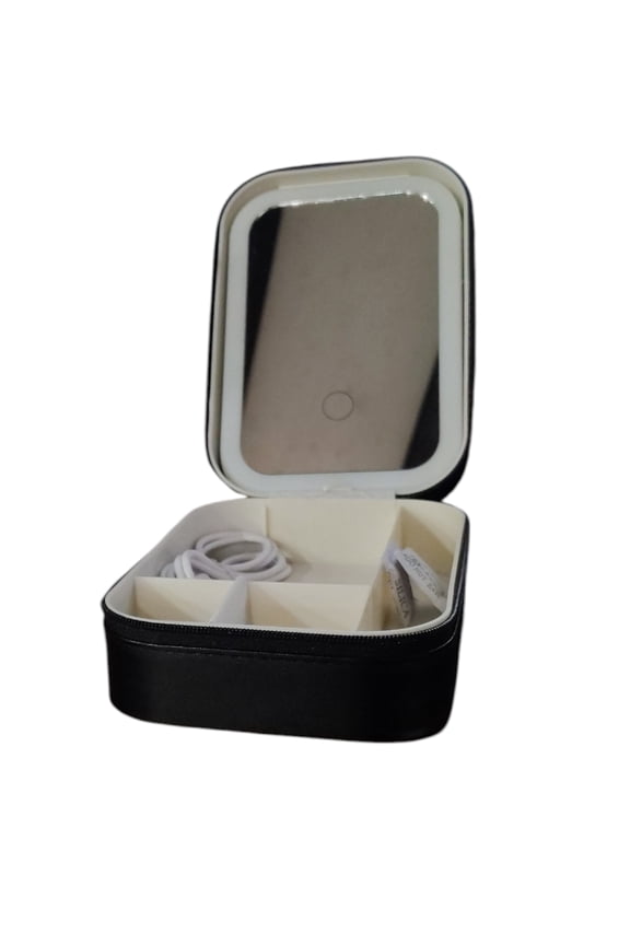 Travel Makeup Bag with LED Mirror With Black Zipper Case