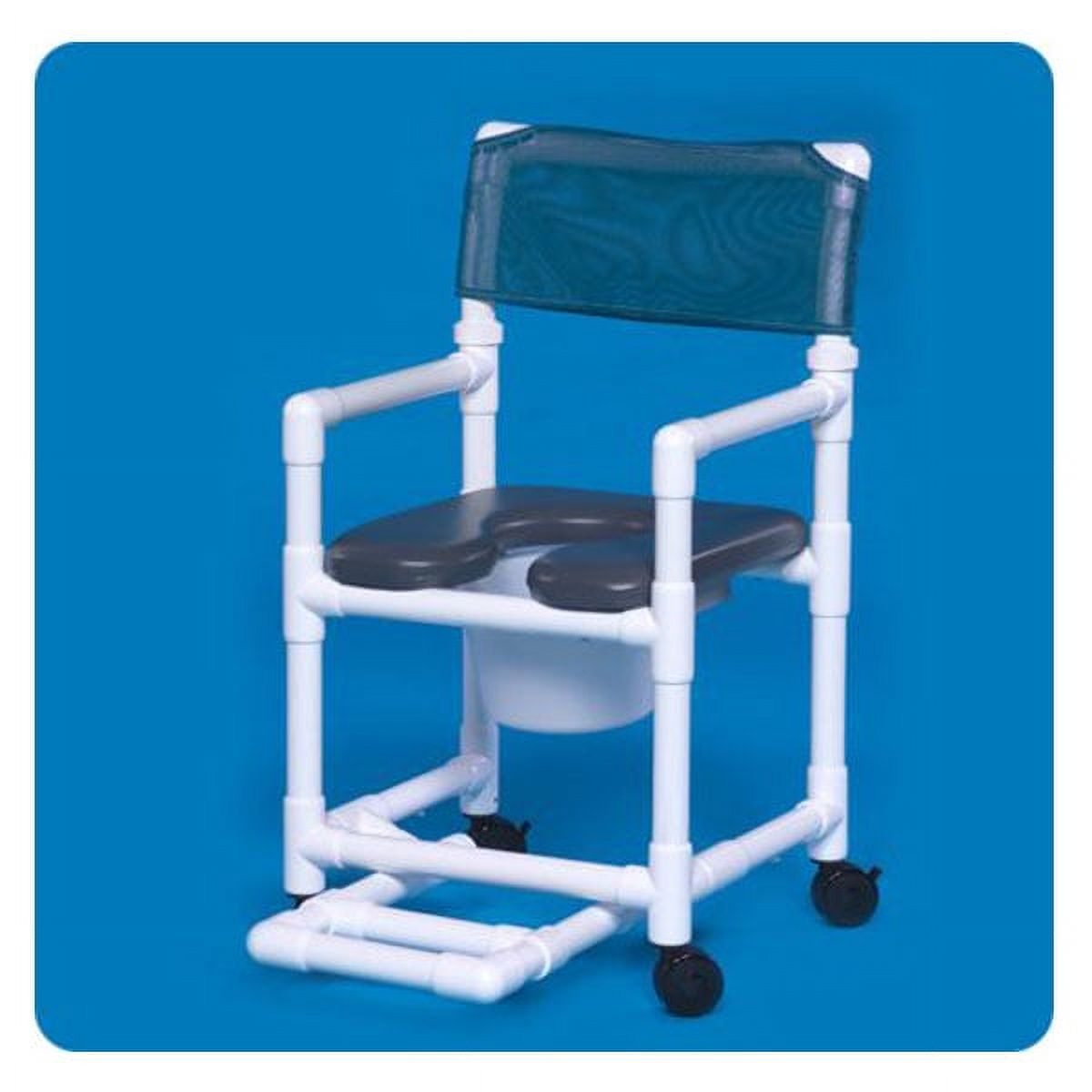 IPU 17" Standard Line Open Front Soft Seat Shower Commode Chair Includes Slideout Footrest