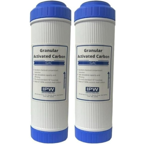 IPW Industries Inc. Granular Activated Carbon Water Filter Cartridges Compatible with Hydro Life 52412, C-2063 Models Removes Bad Taste & Odor Whole House Replacement Filter Cartridge - Pack of 2