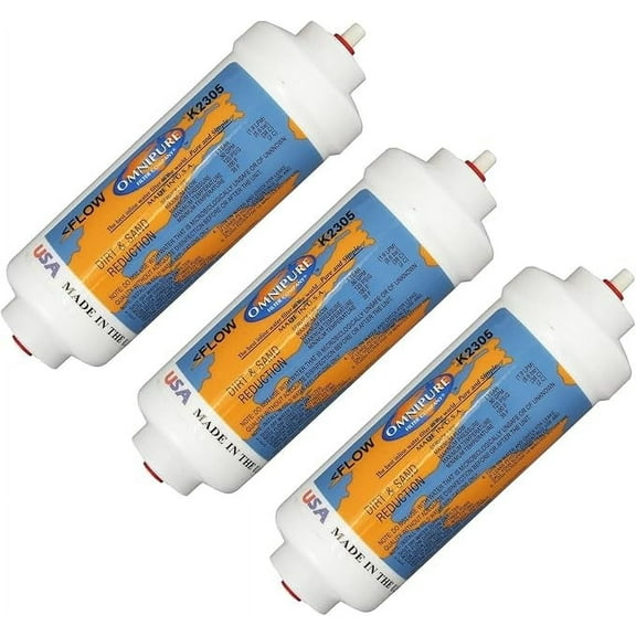 IPW Industries Inc-Omnipure - (K2305-JJ) - 6" x 2" Sediment Inline Filter - 5 Micron 1/4" Quick Connect 3 Pack