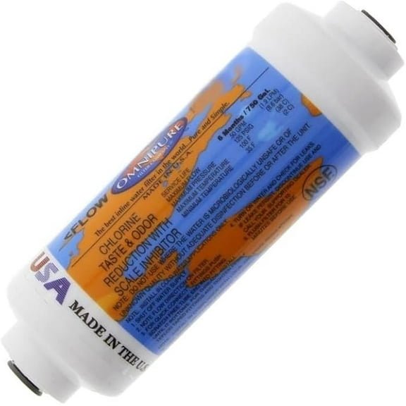 IPW Industries Inc-Omnipure - (K2320-KK) - 6" x 2" 1 Micron Carbon Block Inline Filter 3/8" Quick Connect