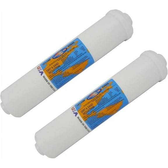 IPW Industries Inc-Omnipure - (K5605-JJ) - 12" x 2.5" Sediment Inline Filter - 5 Micron 1/4" OD Quick Connect 2 Pack
