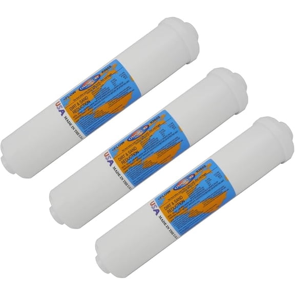 IPW Industries Inc-Omnipure - (K5605-SS) - 12" x 2.5" Sediment Inline Filter - 5 Micron 1/4" OD Quick Connect Elbow 3 Pack
