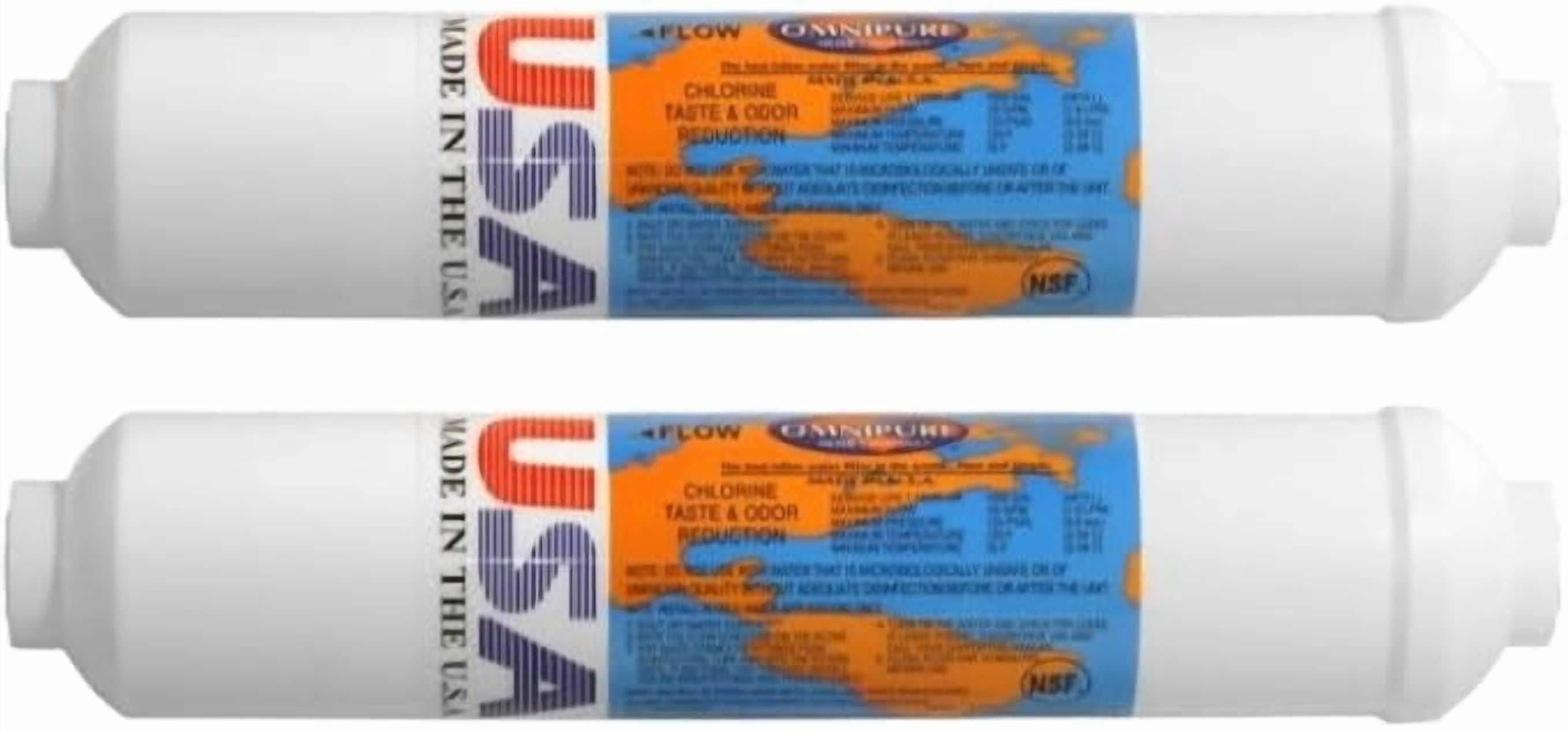 IPW Industries Inc-Omnipure -(SCL10-B)- 10" x 2" GAC & Phosphate Scale Inhibitor Inline Filter 1/4" NPT 2 Pack