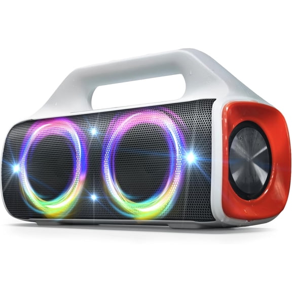 IPX67 Waterproof Bluetooth Speaker:80W(Peak) Loud Outdoor Portable Wireless Party Speakers with LED Lights,20H Playtime,Bluetooth 5.3,Deep Bass & TWS for Pool,Beach