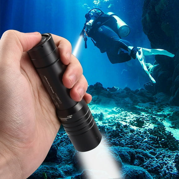 IPX68 Diving Flashlight, Portable Zoom Underwater Lantern, Hunting/Fishing Diving Torch, Waterproof Outdoor Light
