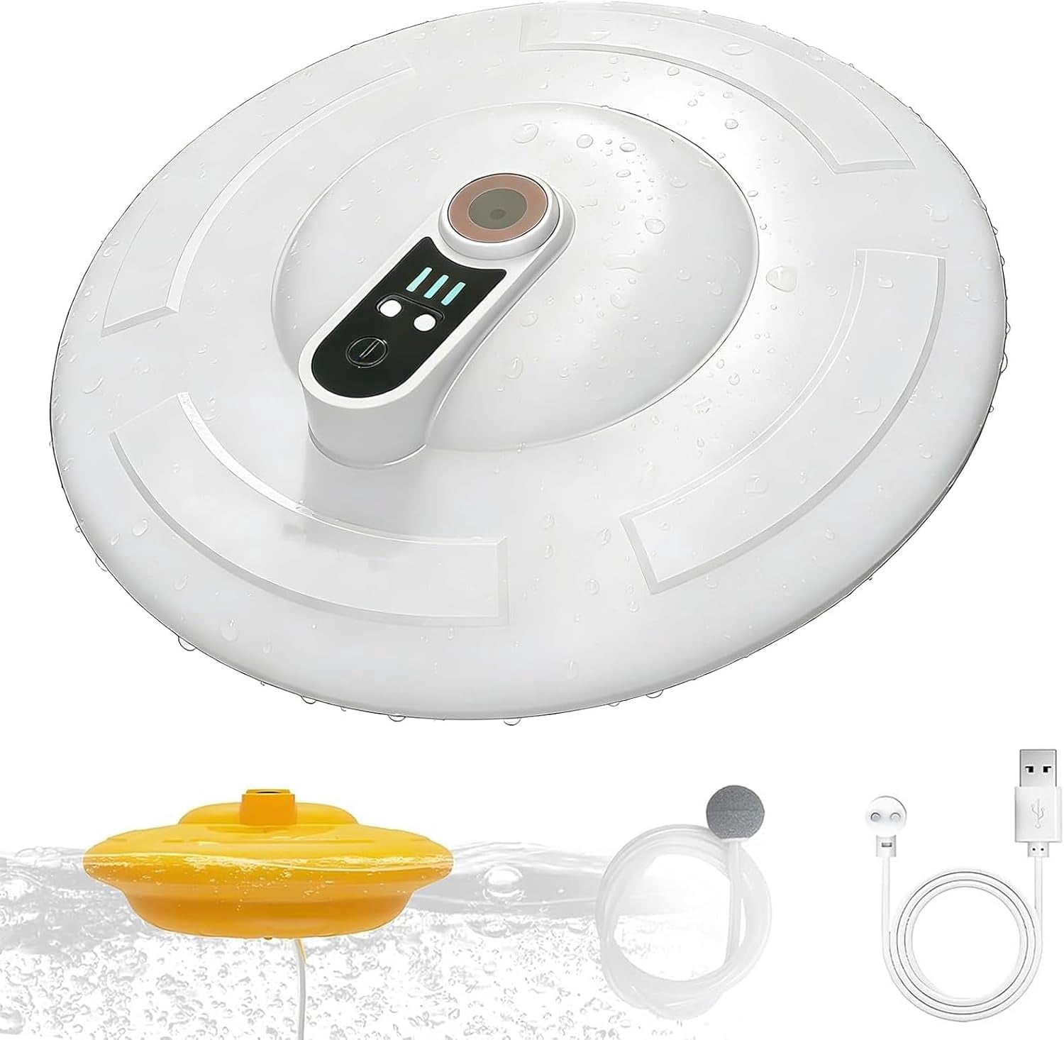IPX7 Floating & Rechargeable Bait Bucket Aerator, Portable Channel Aquarium Aerator & Inflator, Ultra-Quiet Bubble Generator for Fish Tank, Bait Bucket, Fishing Trips Live Bait Transportation (B)