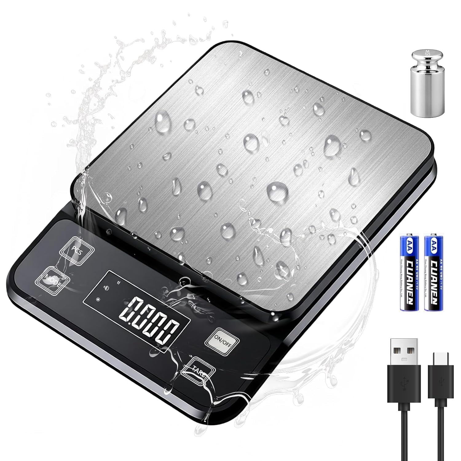 Usb Cooking Pan IPX7 Waterproof Food Scale | 0.01oz/0.1g Precision, 22lb/10kg Capacity ...