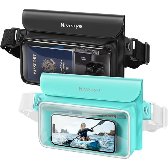 IPX8 Waterproof Fanny Pack for Men Women, Large Capacity Touch Screen Dry Bag for Kayaking, Paddle Boarding, Waterpark & Swimming Essentials, Adjustable Waist Strap Pouch for Cell Phone