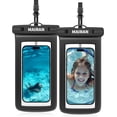 thumbnail image 1 of IPX8 Waterproof Phone Pouch Case 2Pack, Water Proof CellPhone Dry Bag for iPhone 16 15 14 13 12 11 Pro Max Plus XS, Galaxy S24 S23 4-7" Protector & Travel Essentials for Beach, Pool, Cruise-Black, 1 of 2