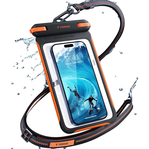 IPX8 Waterproof Phone Pouch Floating, Underwater Screen Touchable, Water Proof Case with Lanyard for iPhone 17 Pro Max 16 S26, Cellphone Dry Bag Cruise Essentials 7.0 inch, Black