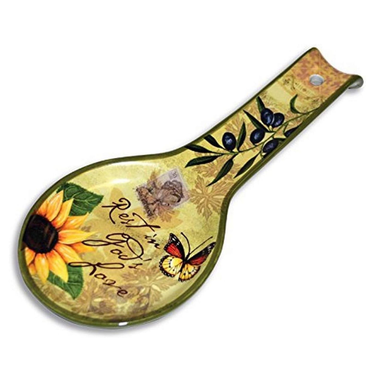 IPXOZO Vita Ceramic Spoon Rest Italian Sunflower Utensil Holder for