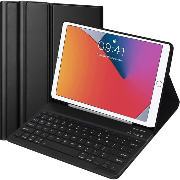 for IPad Keyboard Case Compatible with ipad 6th Generation 2018/5th Gen 2017/Pro 9.7/iPad Air 2/ Air 1, Slim Case with Detachable Bluetooth Keyboard and Pencil Holde for iPad 9.7 inch (Black)