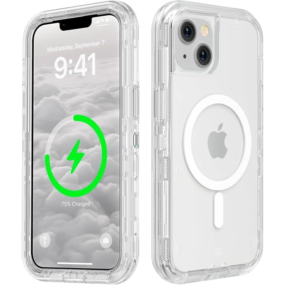for IPhone 11-16 Series  Case, Compatible with MagSafe, Durable Dual Layer Transparent Magnetic Phone Cases, Heavy Duty Shockproof and Anti-Drop Protective Cover for IPhone 16 Promax , 6.7'', Clear