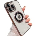 thumbnail image 1 of For IPhone 11 Pro Max Case Magnetic Compatible with Magsafe ,Glass Lens Camera Protector ,Logo View Hard Luxury Women Men Phone Cases for IPhone 11 Pro Max Transparent Plating Cover (rose pink), 1 of 9