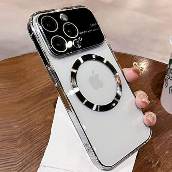 For IPhone 11 Pro Max Case ,Window Glass Lens Camera Protector, Logo View Compatible with Magsafe ,Magnetic Hard Transparent Phone Cases for IPhone 11 Pro Max 6.7 inch Slim Luxury Clear Cover (silver)