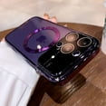 thumbnail image 1 of For IPhone 14 Pro Max Case ,Window Glass Lens Camera Protector, Logo View Compatible with Magsafe ,Magnetic Hard Transparent Phone Cases for IPhone 14 Pro Max Slim Luxury Clear Cover 6.7inch (purple), 1 of 12