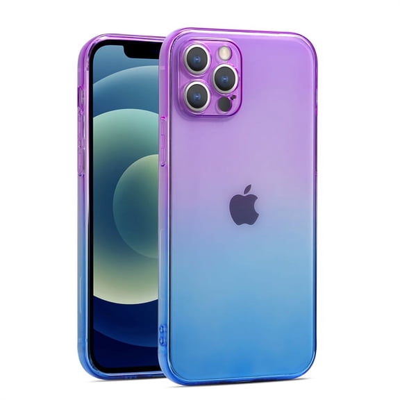 IPhone 14 and 13 Pro Max 2 Tone Gradual Color Change Soft TPU Case Purple Lite Blue