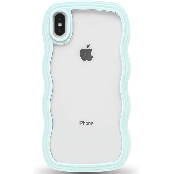 IPhone 15 Case Wavy Edge Clear Back Design, Anti-Slip Grip Cute Wave Curly Frame Shape Shockproof Soft TPU & Hard Bumper Protective Phone Case Cover for Women Girls, Pink