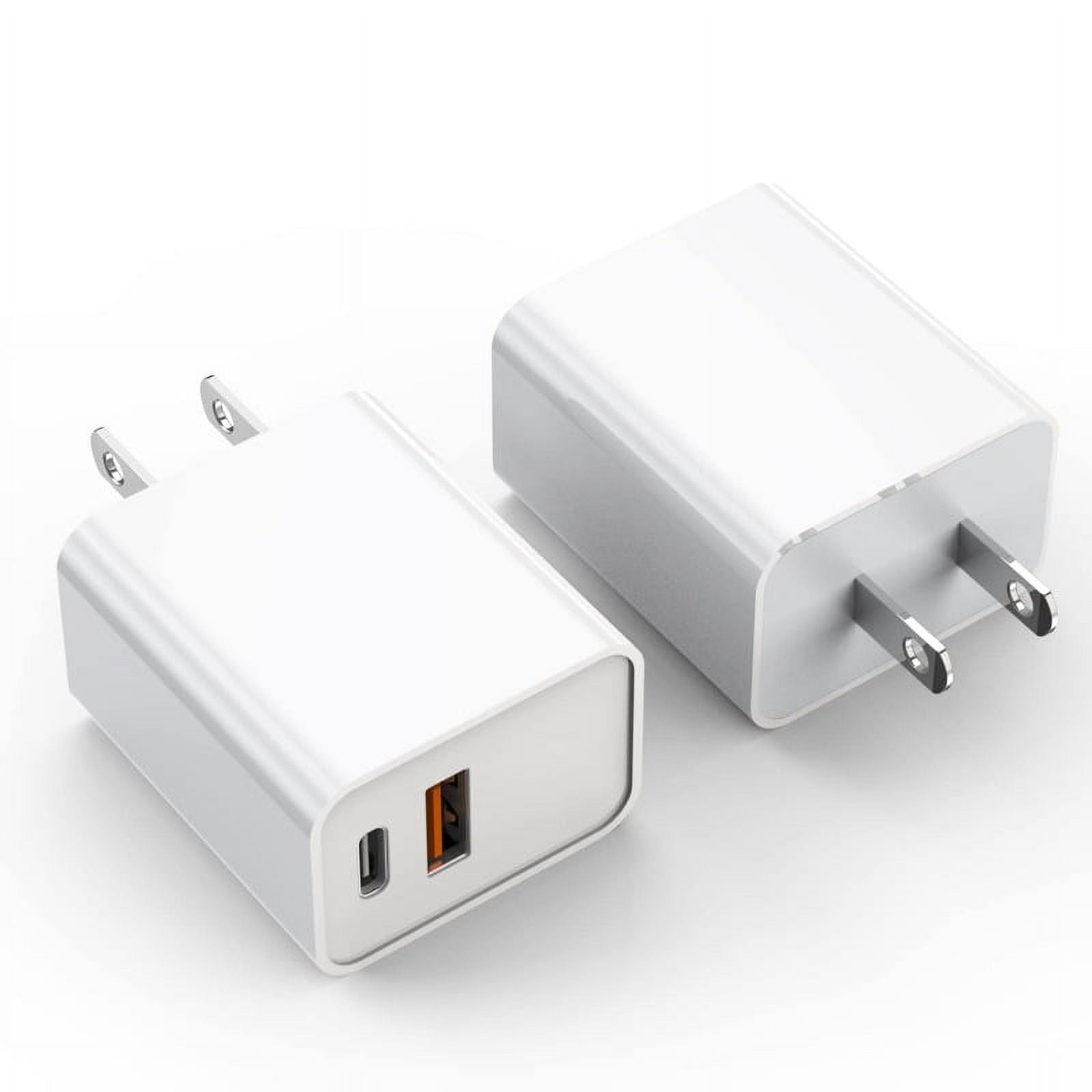 Charger Block, 2-Pack 20W Dual Port PD Fast USB C Wall Charger Adapter + USB A Fast Charging Brick Plug, Compatible with 15/14/13/12/11/Pro Max/Plus/XS/XR/X, IPad, AirPods, Etc