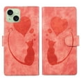 thumbnail image 1 of For IPhone 15 Plus 6.7" Cat Patterned Embossed Strong Magnetic Attachment/Closure, Card Slots/Pocket, PU Leather Flip Wallet Case ﻿,Orange,For iPhone 15 Plus, 1 of 8