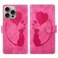 thumbnail image 1 of For IPhone 15 Pro 6.1" Cat Patterned Embossed Strong Magnetic Attachment/Closure, Card Slots/Pocket, PU Leather Flip Wallet Case ﻿,Pink,For iPhone 15 Pro, 1 of 8