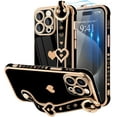 thumbnail image 1 of IPhone 15 Pro Case with Strap, Cute Love-Hearts Design, Kickstand, [2× Screen Protectors], Plating Edge Protective Case for Girls (6.1"), 1 of 7