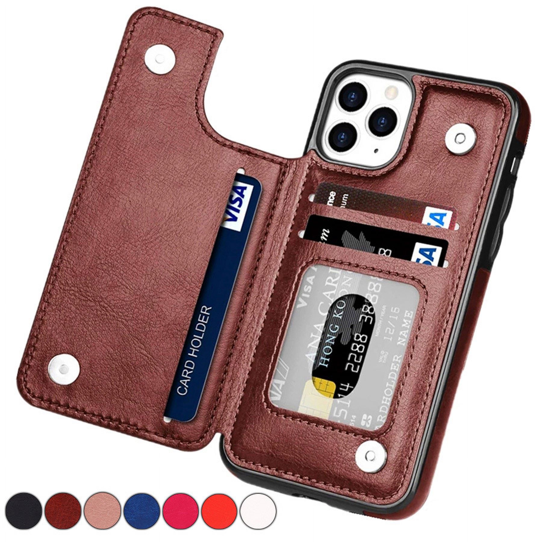 IPhone 15 Pro Max Color Double Button Mobile Phone Holster Wallet Card Protection Case