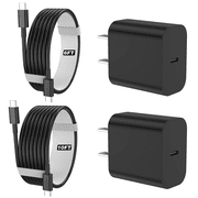 IPhone 17 16 15 Charger, 2 Pack PD 20W Adapter Wall Fast Charger with 6&10ft Black USB C Cable Compatible with iPhone 17/16/15/iPad Pro4/5 ipad air 4/5ipad mini 6/7ipad 10/A16