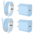 thumbnail image 1 of IPhone18 17 16 15 Charger, 2 Pack PD 20W Adapter Wall Fast Charger with 6&10ft Blue USB C Cable Compatible with iPhone 18/17/16/15/iPad, 1 of 6