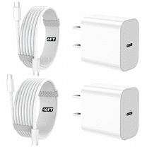 IPhone 16 15 Charger, 2 Pack PD 20W Adapter Wall Fast Charger with 6&10ft White USB C Cable Compatible with iPhone 16/15/iPad
