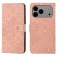 thumbnail image 1 of For IPhone 17 Pro 6.3" Ethnic Wind Embossed Strong Magnetic Attachment/Closure, Card Slots/Pocket, PU Leather Flip Wallet Case ﻿,Pink,For iPhone 17 Pro, 1 of 7