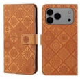 thumbnail image 1 of For IPhone 17 Pro Max 6.9" Ethnic Wind Embossed Strong Magnetic Attachment/Closure, Card Slots/Pocket, PU Leather Flip Wallet Case ﻿,Brown,For iPhone 17 Pro Max, 1 of 7