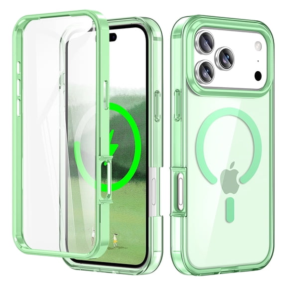 XNB for IPhone 17 Pro Max Case with Built-in Screen Protector,for iPhone 17 Pro Max Magnetic Case Compatible with MagSafe, Clear Slim Shockproof Anti-Scratch Protective Cover for IPhone 17 Pro Max
