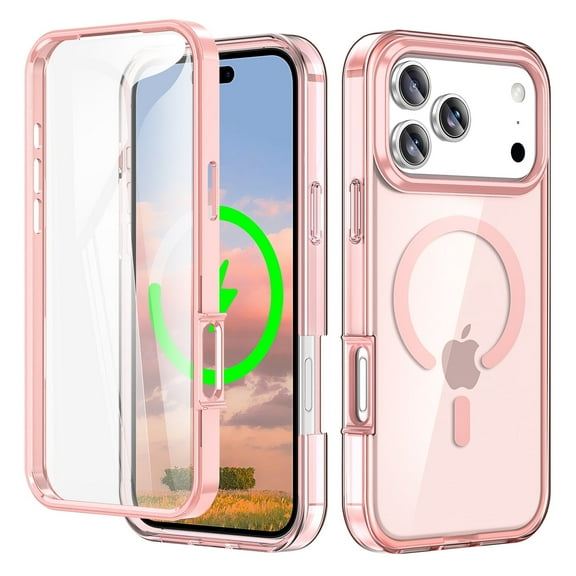 XNB for IPhone 17 Pro Max Case with Built-in Screen Protector,for iPhone 17 Pro Max Magnetic Case Compatible with MagSafe, Clear Slim Shockproof Anti-Scratch Protective Cover for IPhone 17 Pro Max